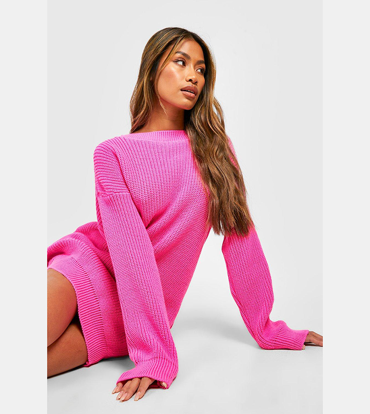 Bright pink jumper dress best sale