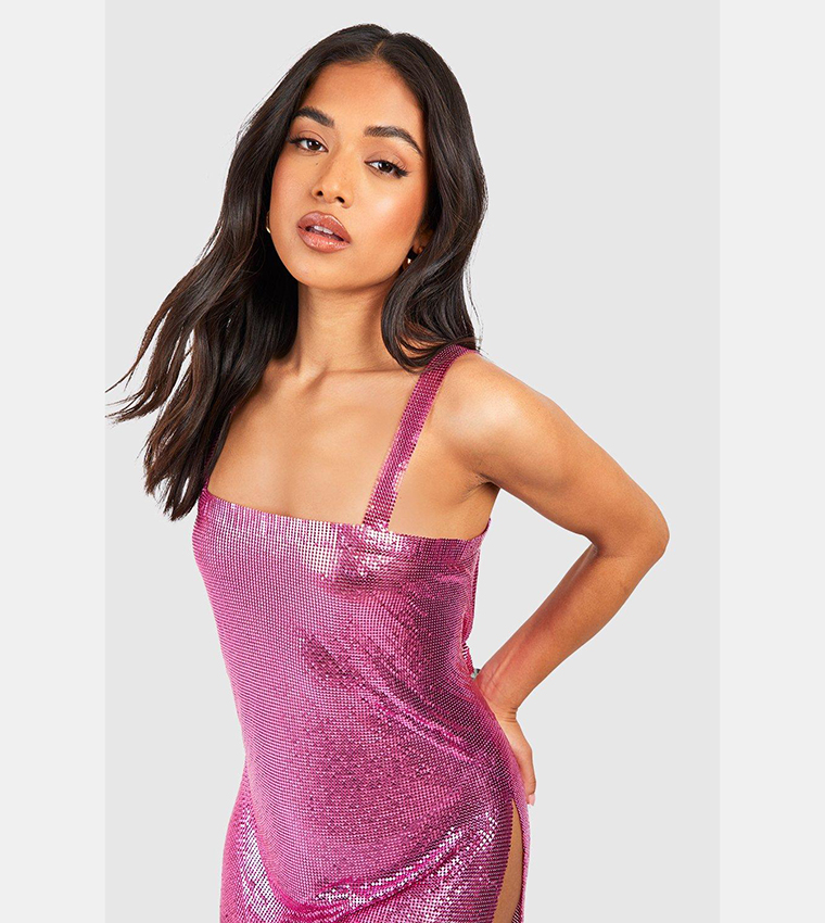strapless open back dress Hot Pink Floral Straps Mermaid Satin Long Prom Dress Hot Pink / 16