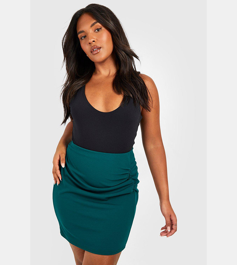 Buy Boohoo Ruched Side Mini Skirt In Green 6thStreet Bahrain