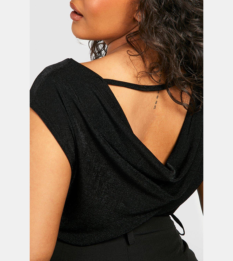 Buy Boohoo Slinky Cowl Neck Bodysuit In Black