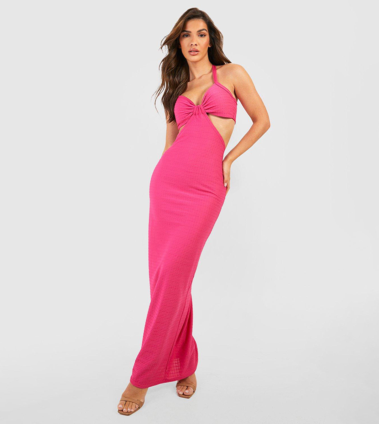 textured cut out maxi dress boohoo Cream Textured Cut Out Maxi Dress
