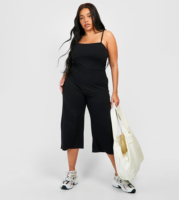 Buy Boohoo Jersey Basic Culotte Jumpsuit In Black 6thStreet Kuwait