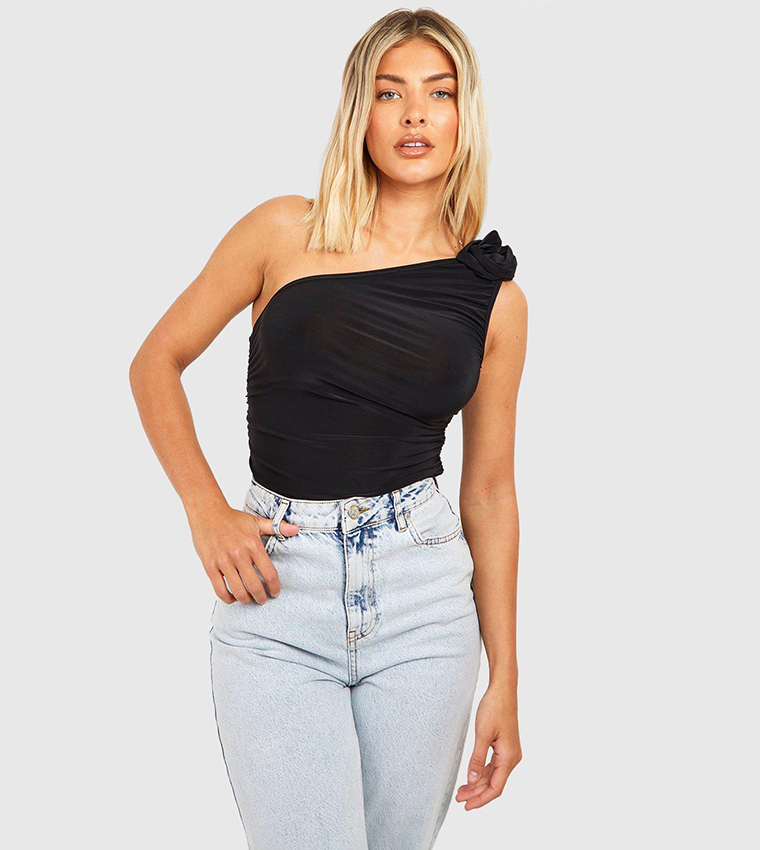 Slinky One Shoulder Ruched Top