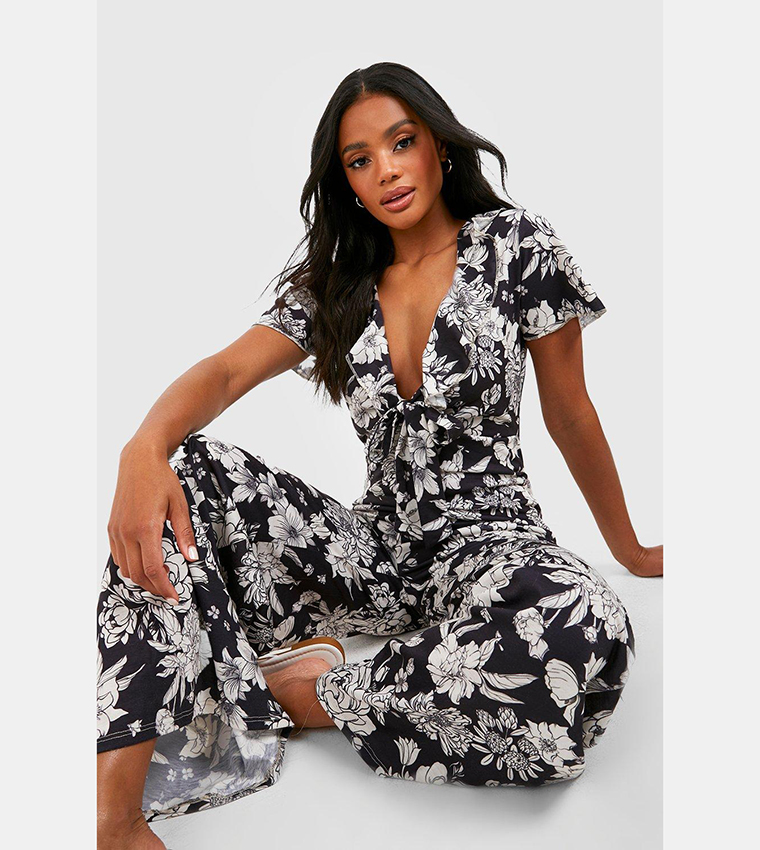 Plunge jumpsuit cheap wide leg