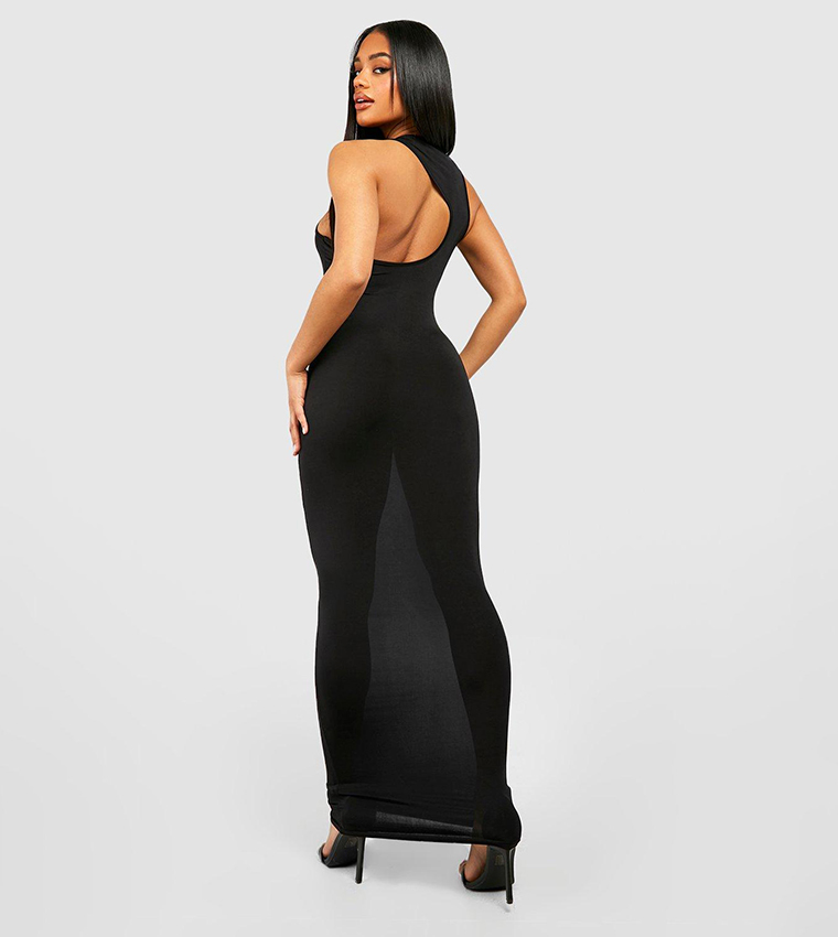 boohoo maxi dress Women's Basic Slash Neck Super Soft in Chocolate | Size: 14 The daring thigh boohoo Women's Structured Skater Maxi