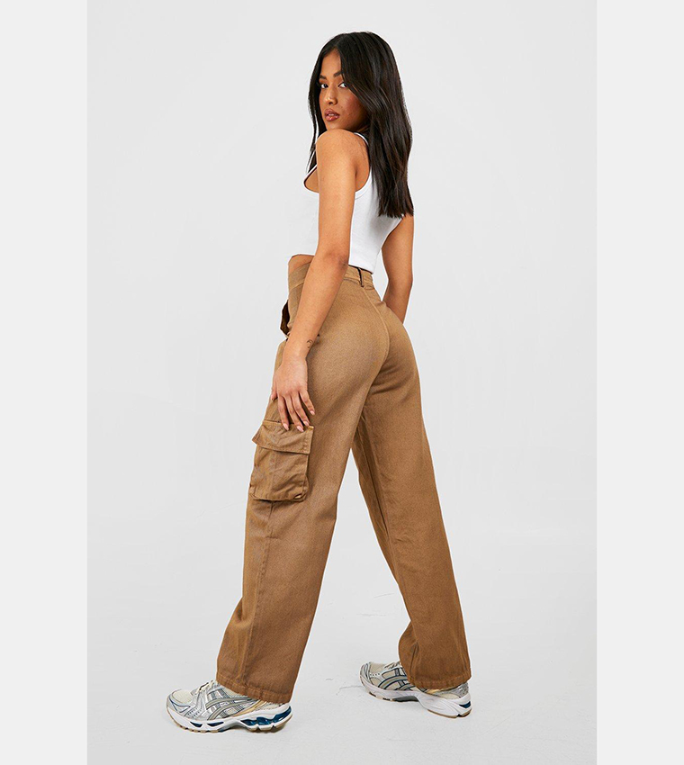 Soft Touch Contrast Stitch Elasticated Waist Cargo Trousers