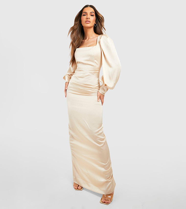 boohoo champagne satin dress boohoo Women's Satin Corset Mini Dress in Champagne