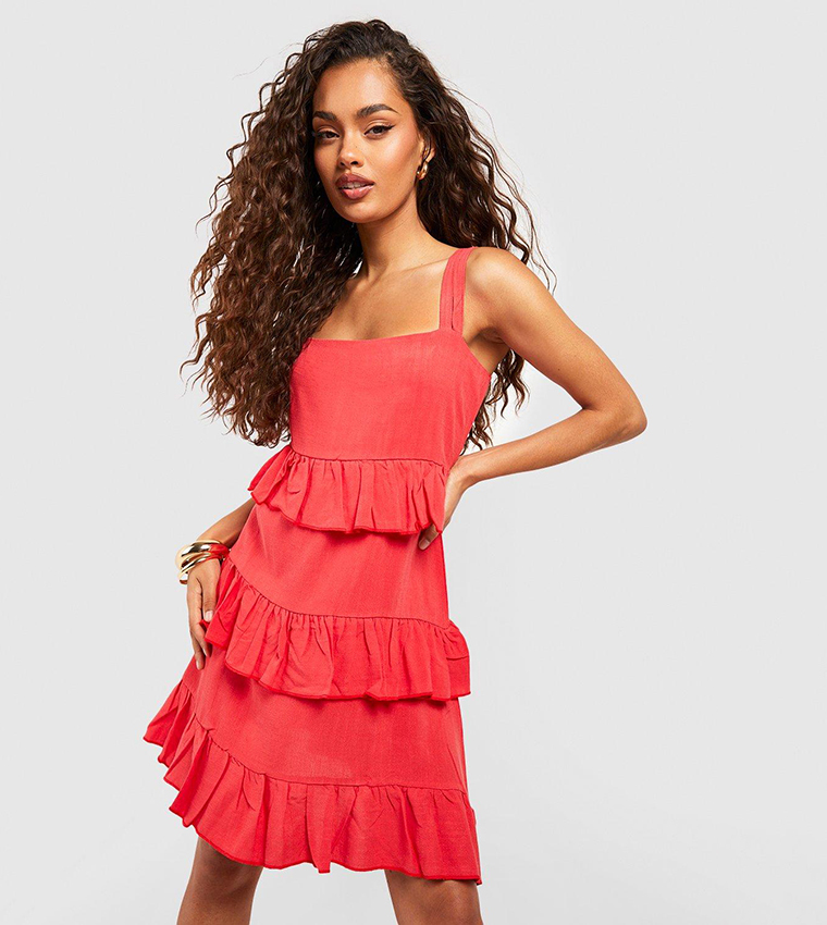 Linen Tiered Ruffle Sun Dress