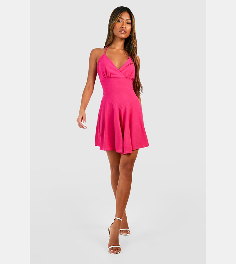 Bright pink fashion skater dress