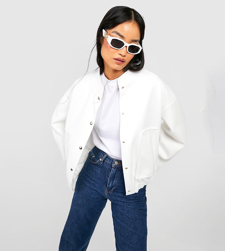 Oversized cream hot sale denim jacket