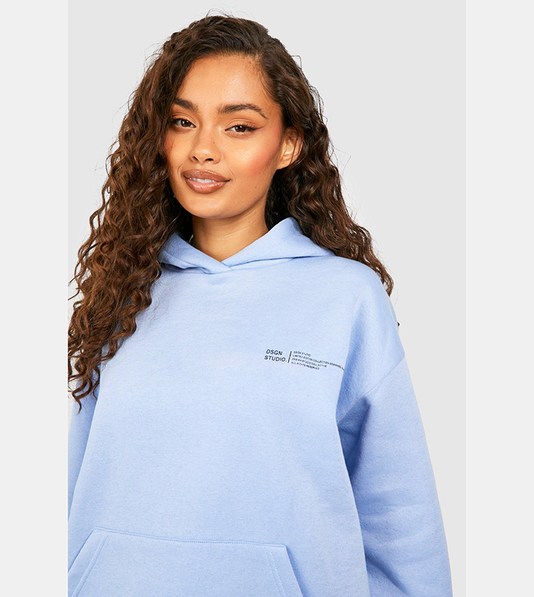 Design Studio Text Print Slogan Hooded Short Tracksuit