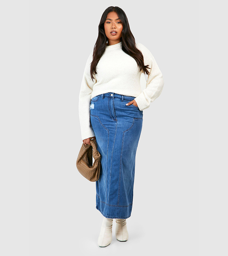 Plus size long store denim skirts xxl