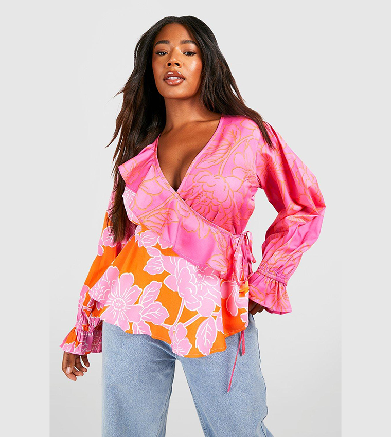 Ruffle wrap sales blouse