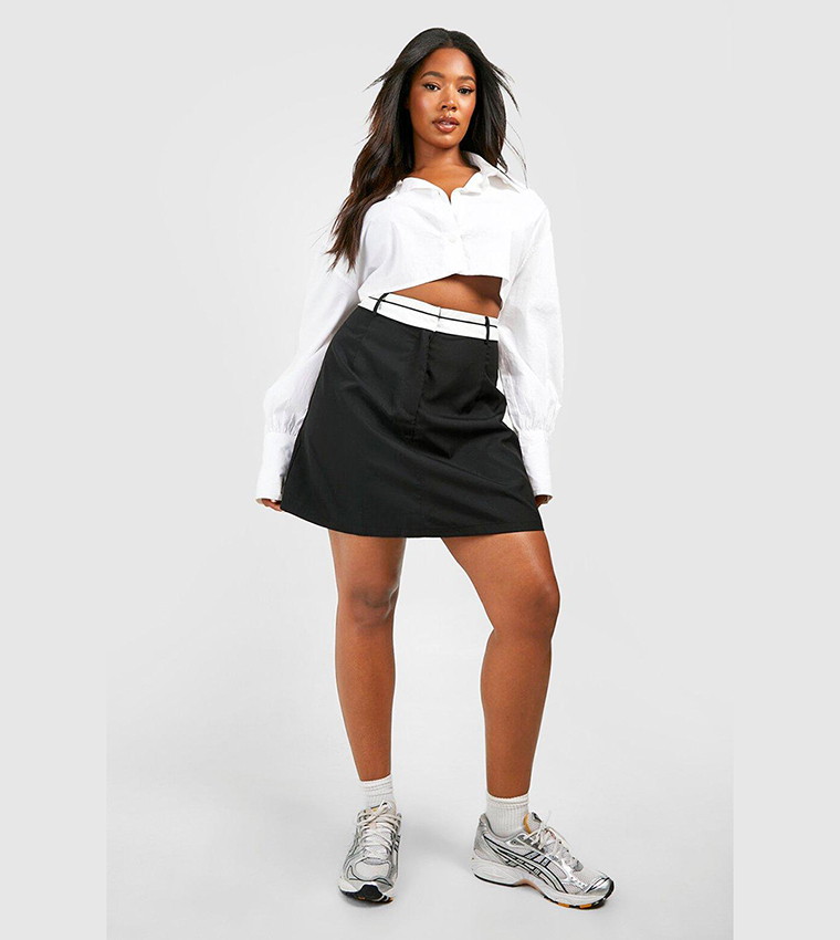 Buy Boohoo Fold Over Mini Skirt In Black