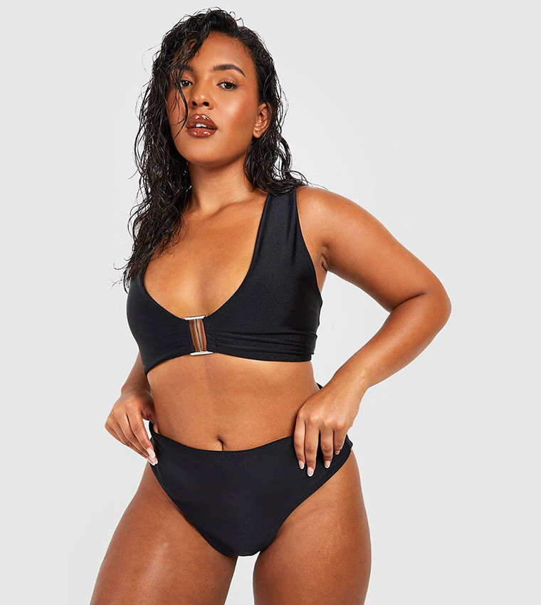 Buy Boohoo Buckle Detail Bikini Set In Black