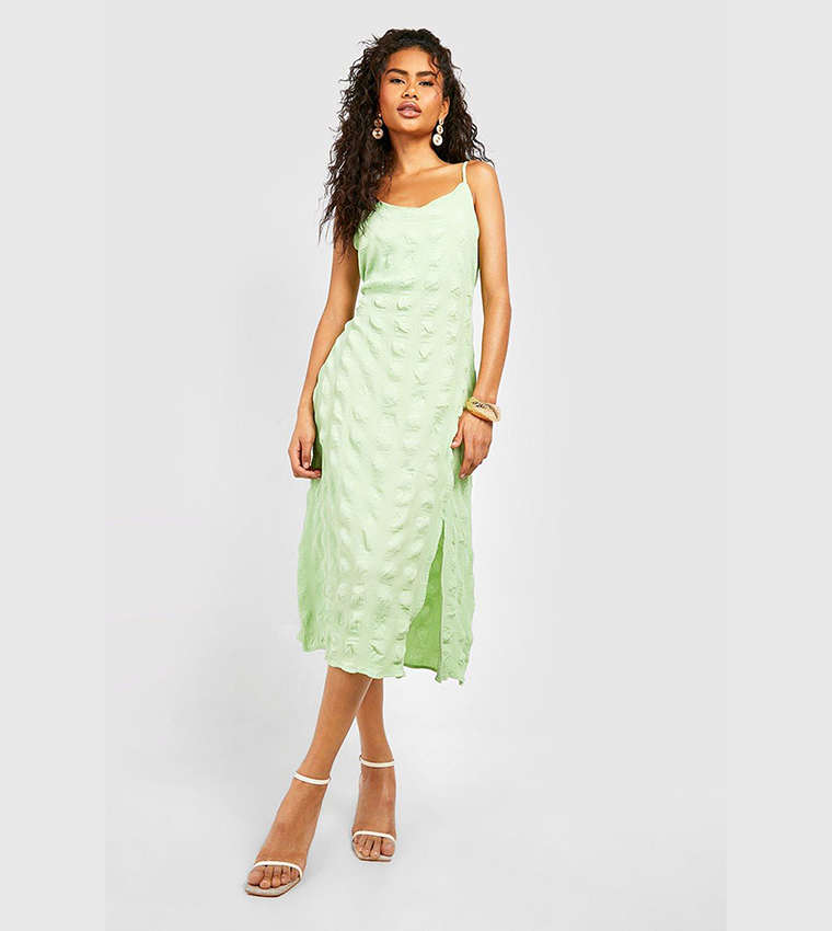 Buy Boohoo Textured Slip Dress In AQUA 6thStreet UAE