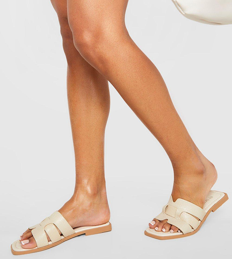 Wide Fit Multi Strap Detail Flat Sandals | boohoo DK
