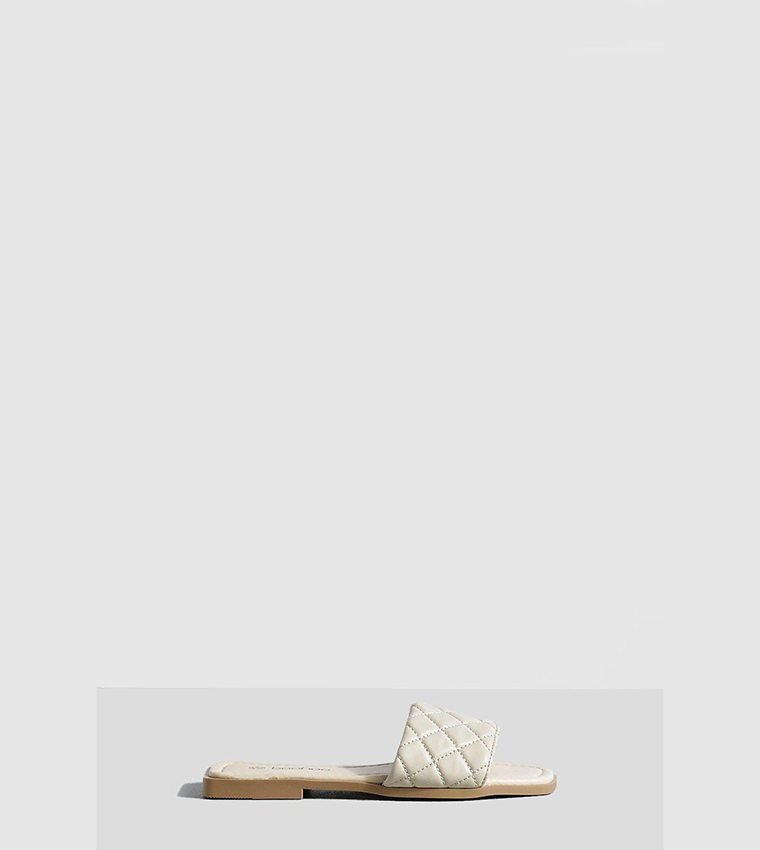Buy Boohoo Quilted Square Toe Mule Sandals In White 6thStreet UAE