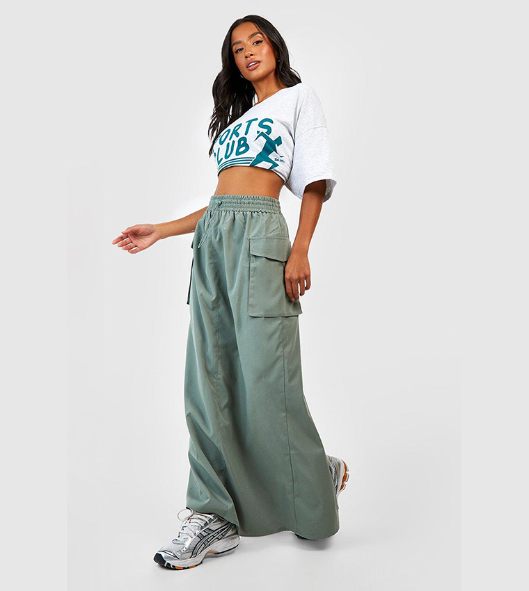 Drawstring shop maxi skirt