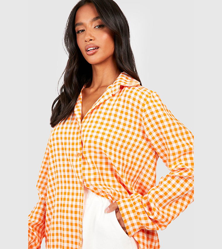 Orange 2025 gingham shirt