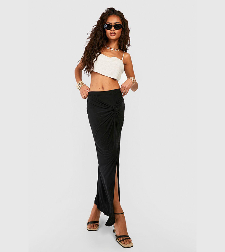 Black high discount waisted tie skirt