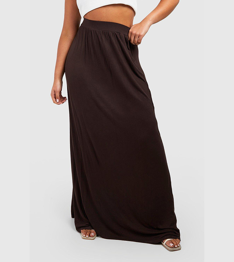 Buy Boohoo Pocket Front Jersey Maxi Skirt In Chocolate 6thstreet Uae 4691