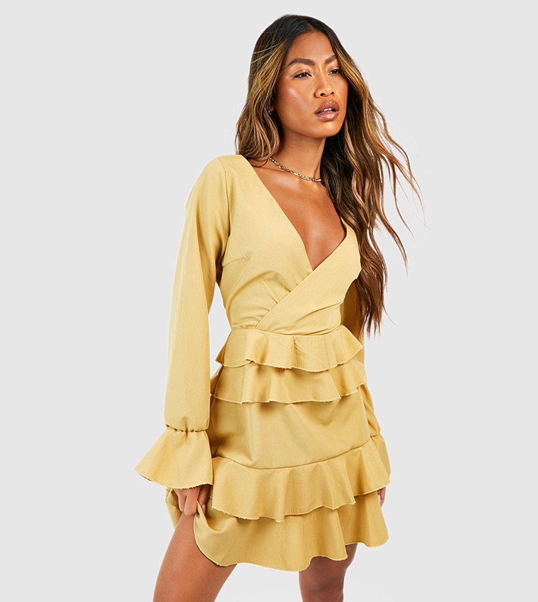 frill skater dress ASOS DESIGN frill cutout mini skater dress in metallic floral print