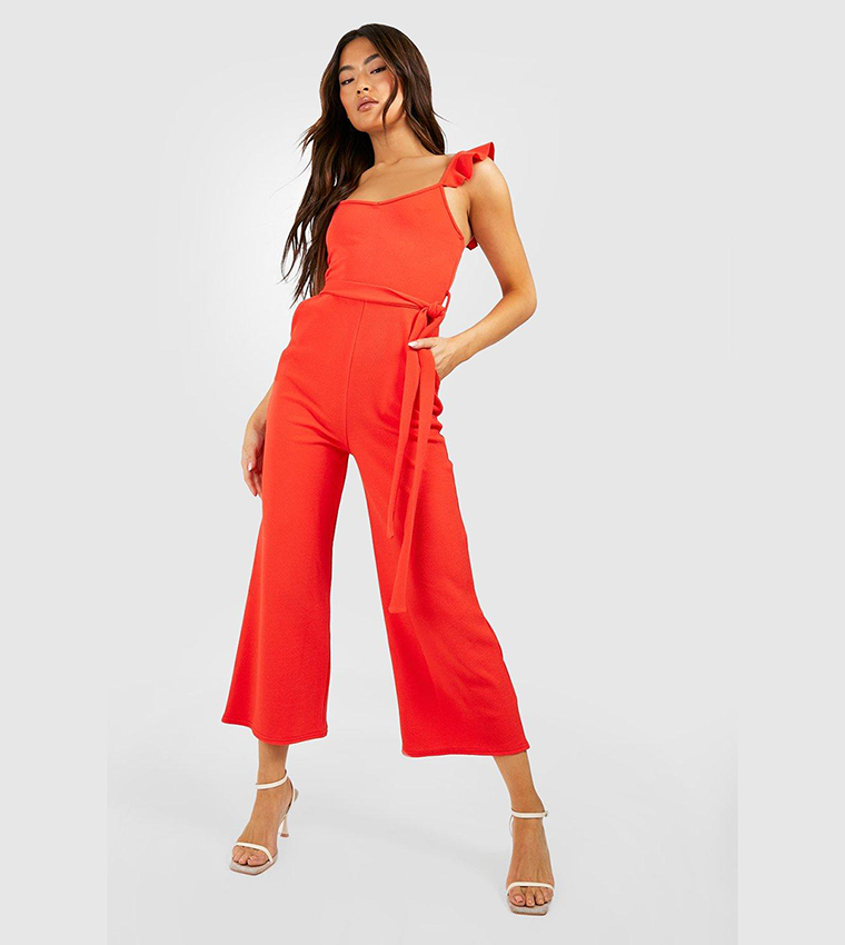 Buy Boohoo Ruffle Strappy Culotte Jumpsuit In Orange 6thStreet UAE