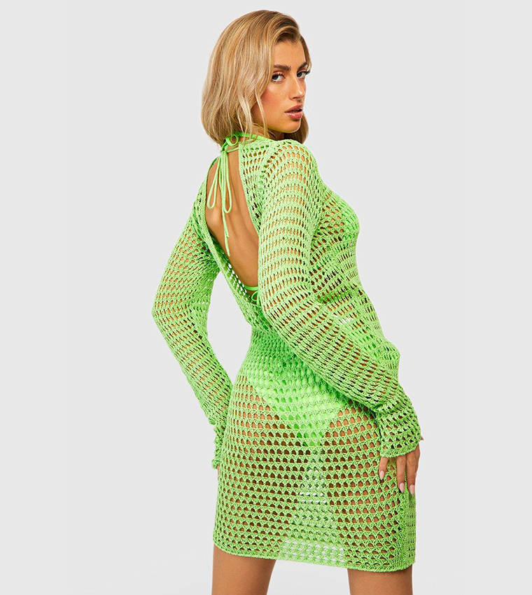 lime green fishnet dress Neon Green Play With Me 2pc Fishnet Set – Rave Wonderland main image 0
