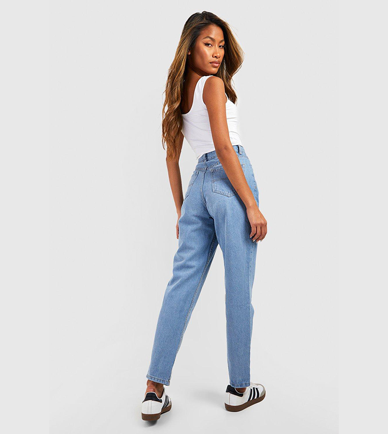 Buy Boohoo High Waisted Mom Fit Jeans In Light Blue 6thStreet Oman