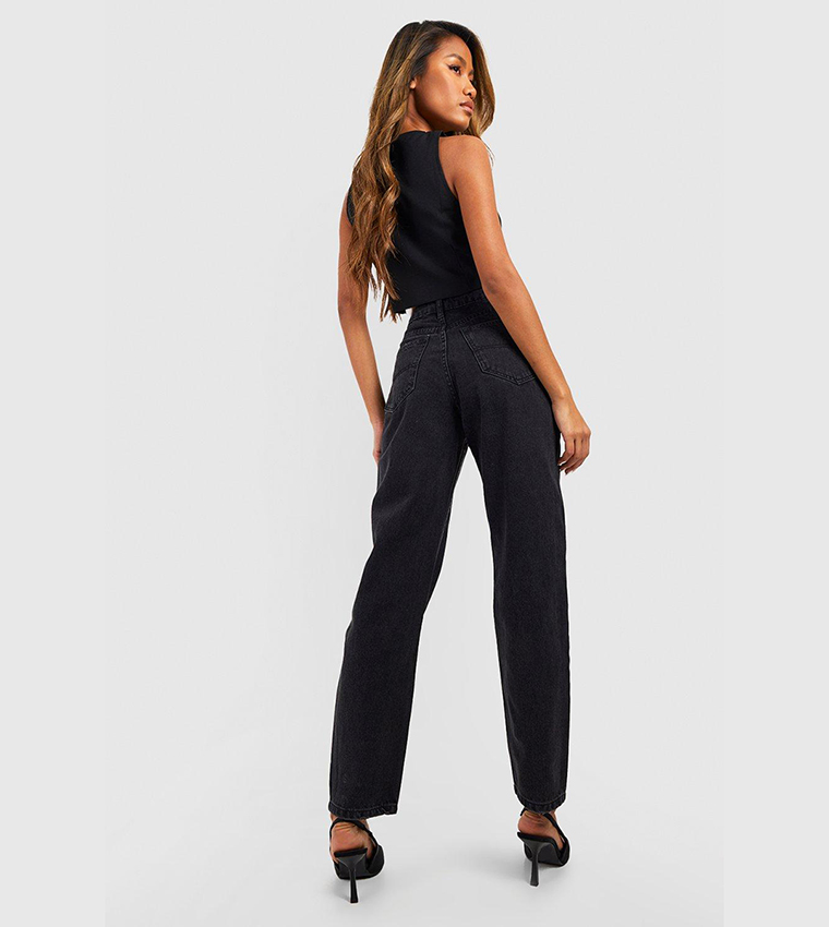 High Waisted Ripped Knee Mom Fit Jeans
