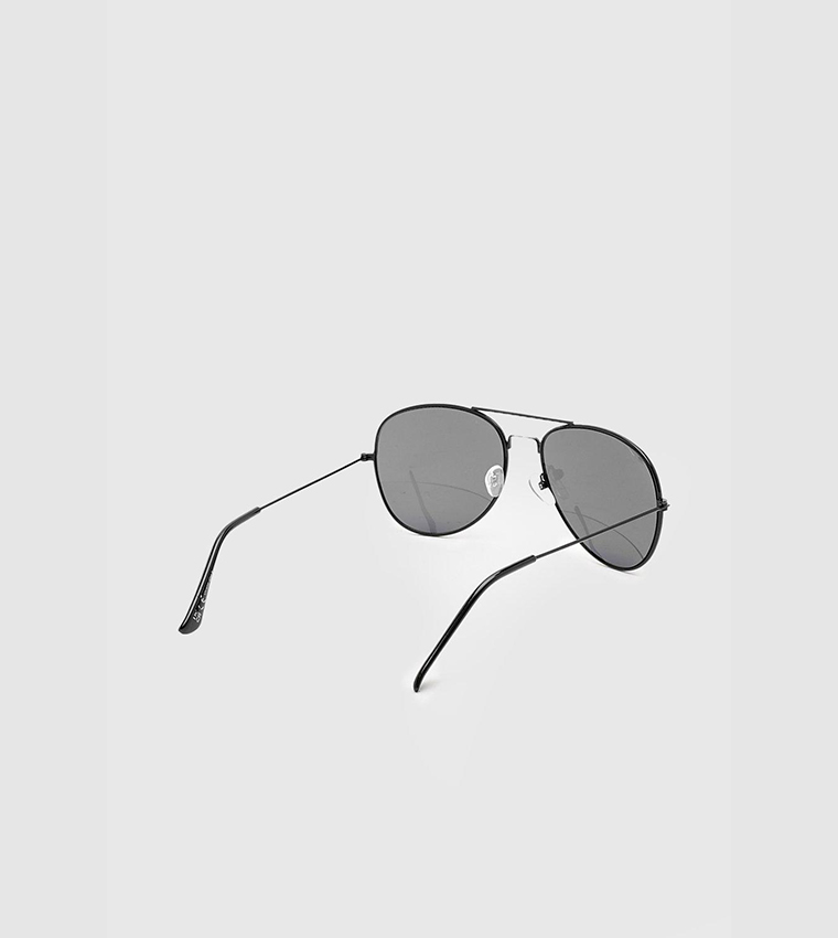 Black Frame Aviator Sunglasses