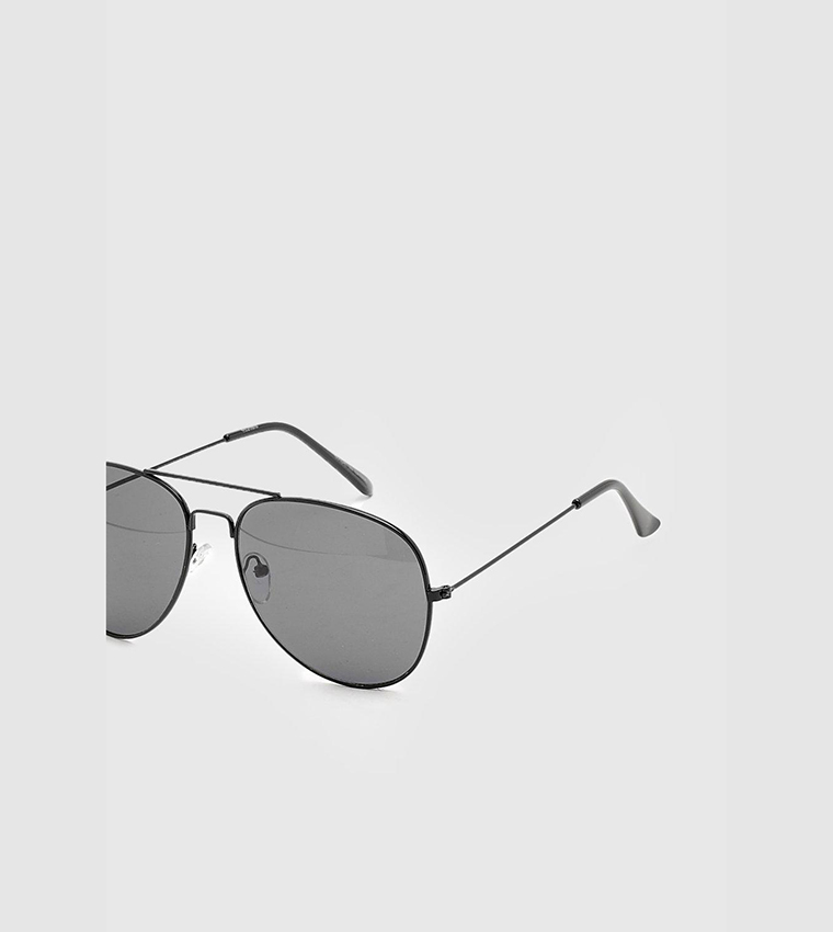 Black Frame Aviator Sunglasses