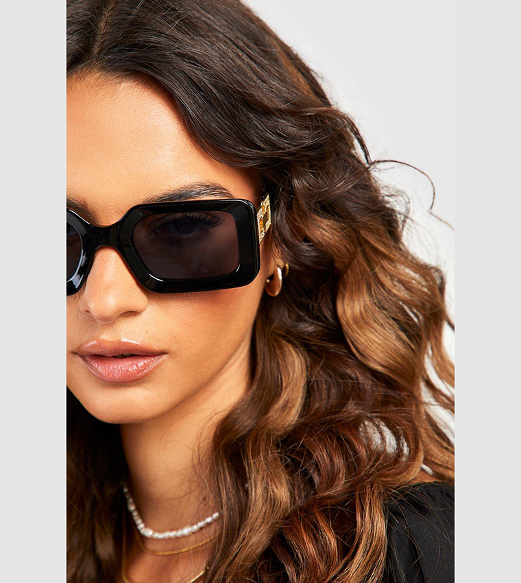 Chain Side Rectangle Sunglasses