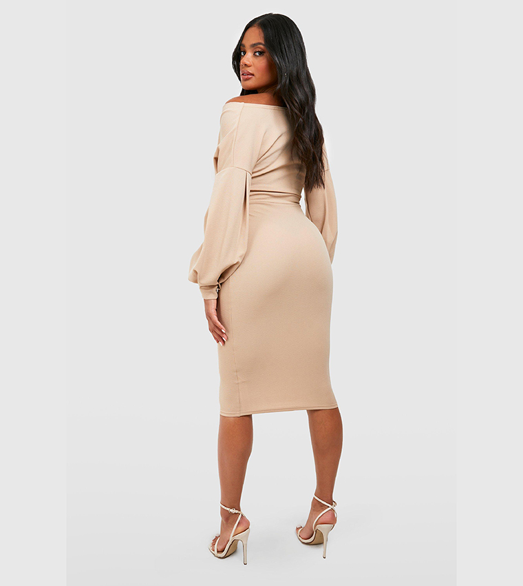 Off the shoulder wrap cheap midi dress