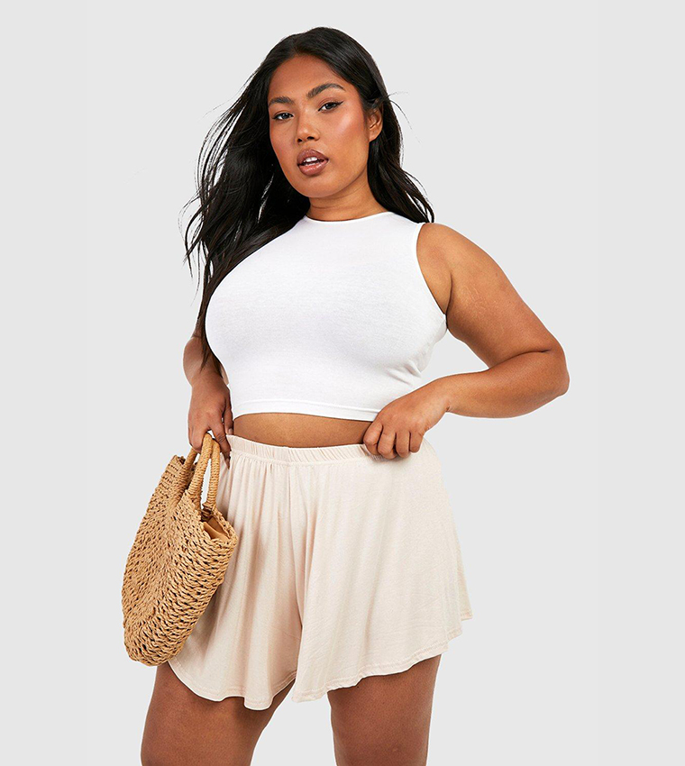 Buy Boohoo Jersey Flippy Shorts In STONE 6thStreet UAE