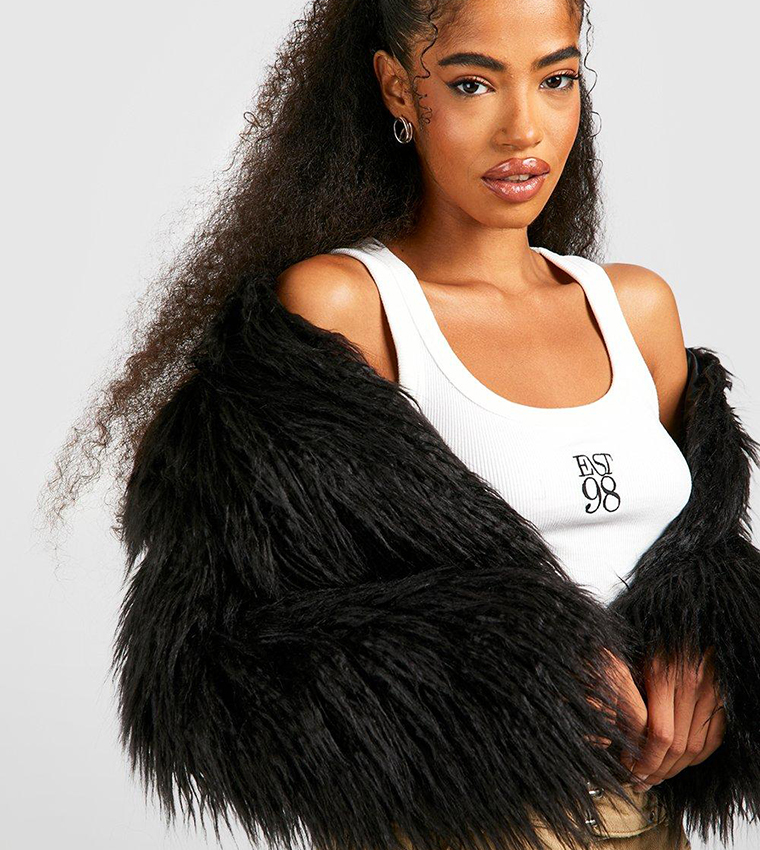 Black faux deals fur