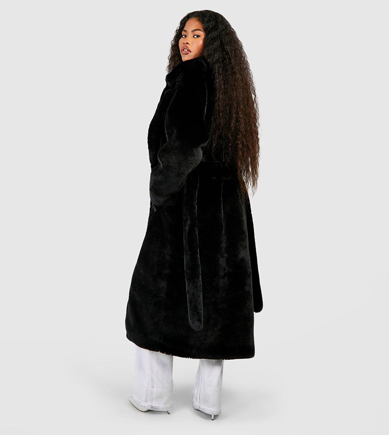 Black faux hotsell fur coat boohoo