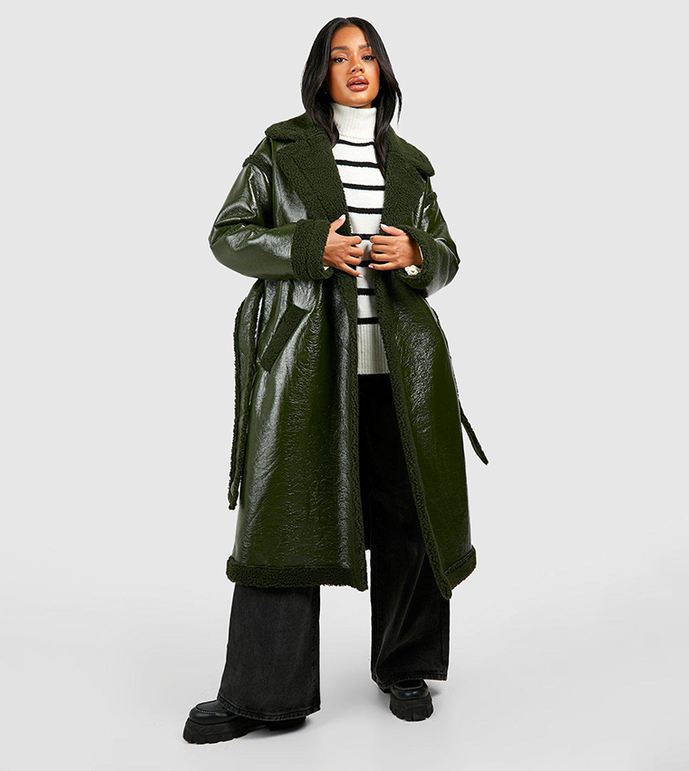 Dark green belted outlet coat