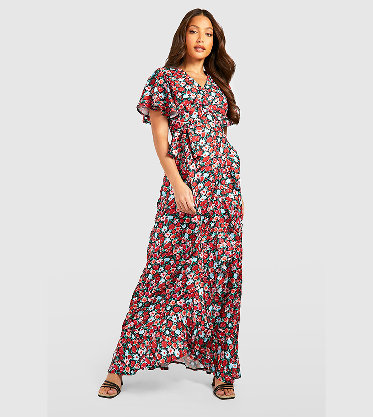 blue and white strapless maxi dress Blue Brush Petal Print Strapless Maxi Mila Dress XXS