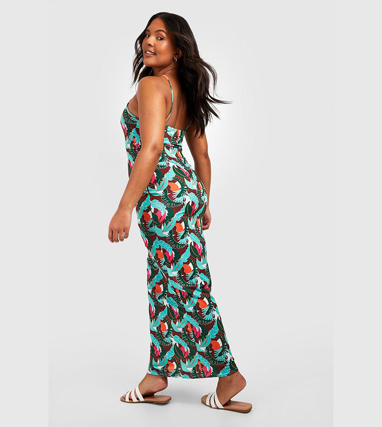 Buy Boohoo Jersey Strappy Maxi Dress In Green