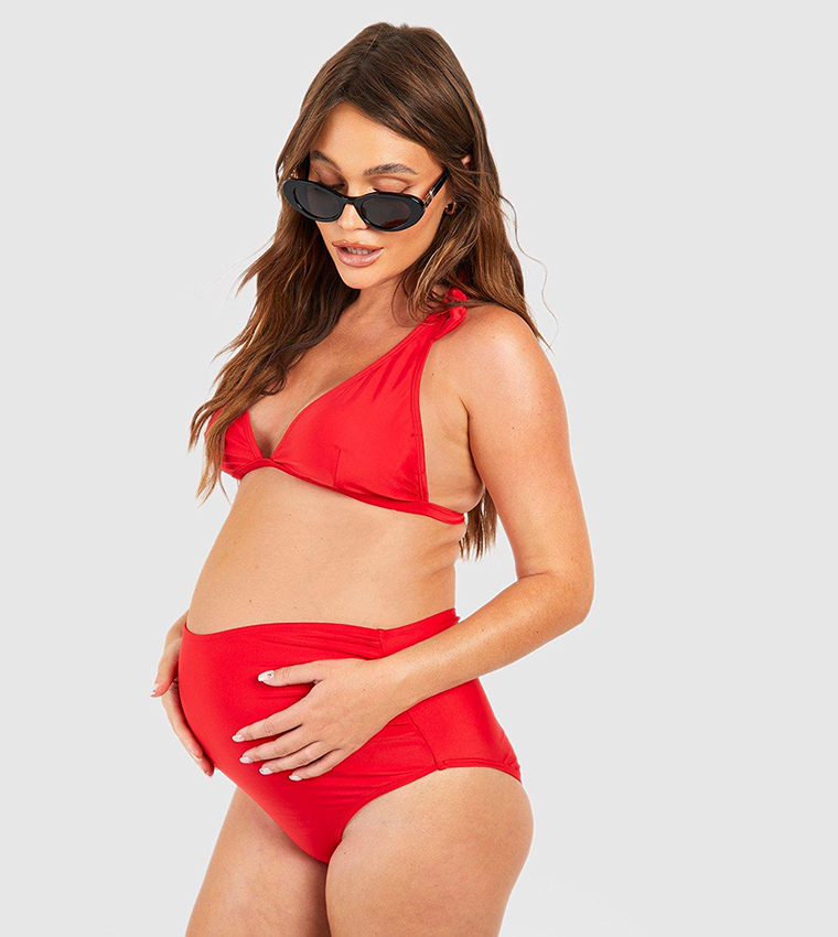 Buy Boohoo Maternity Tie Shoulder Bikini Set In Red 6thStreet Bahrain