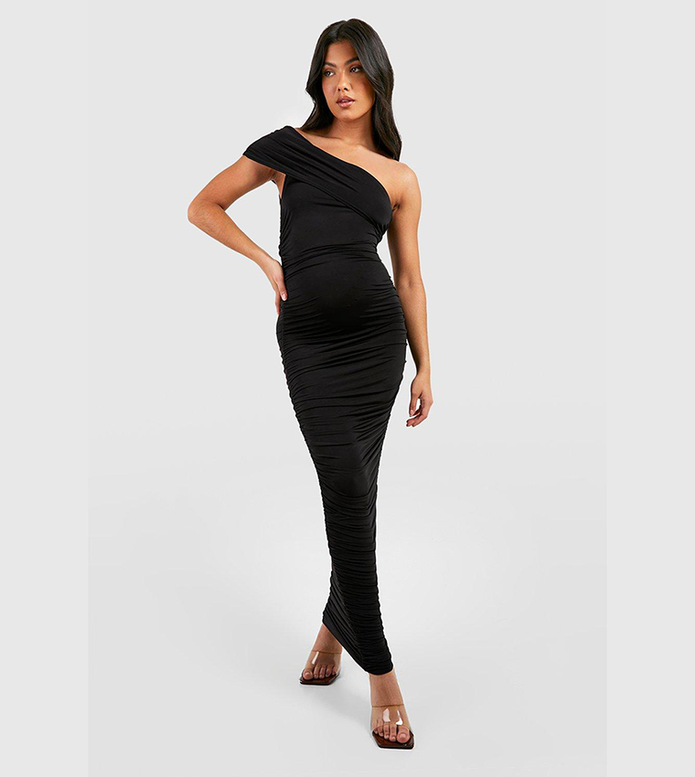 Maternity Ribbed Tie Midi Dress