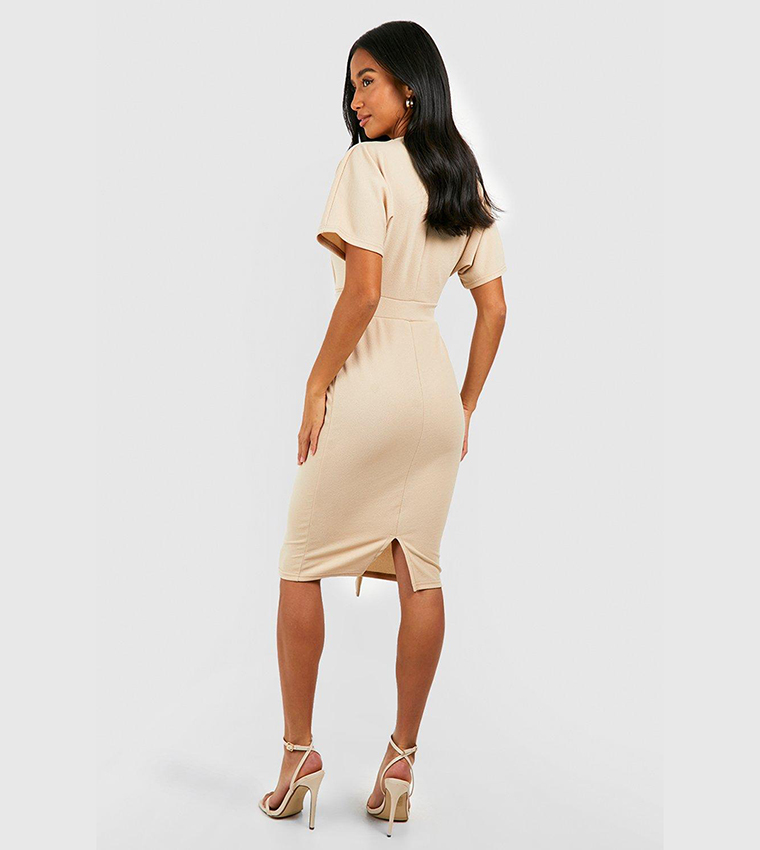 Tie Waist Formal Wiggle Midi Dress