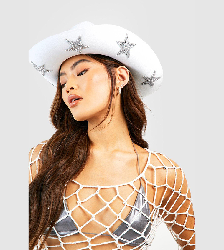 Buy Boohoo Star Trim Cowboy Hat In White | 6thStreet Saudi Arabia