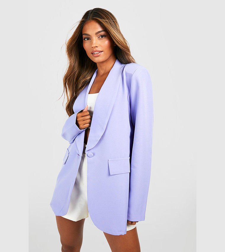 Buy Boohoo Basic Woven Single Breasted Plunge Lapel Blazer In Lilac 6thStreet Kuwait