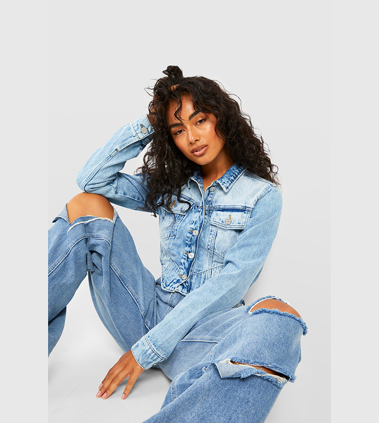 DTT oversized denim jacket in bleach wash blue – Garmisland