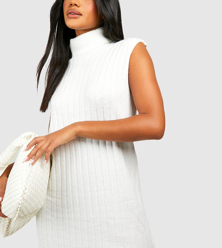 Buy Boohoo Soft Knit Roll Neck Sweater Dress In White 6thStreet UAE