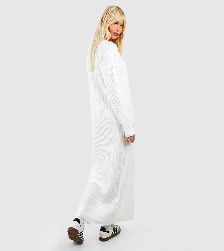 Buy Boohoo Soft Rib Knit Midaxi Jumper Dress In White 6thStreet Oman