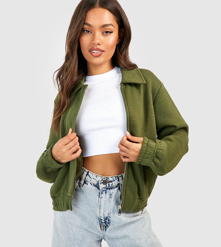 Buy Boohoo Collar Detail Bomber Jacket In Khaki 6thStreet Bahrain